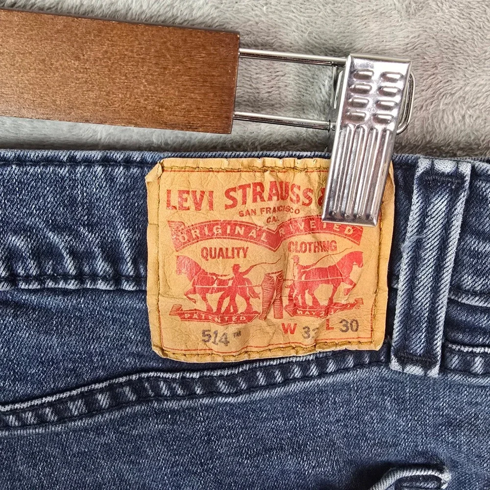 Levis 502 Regular Taper Mens Blue Jeans Dark Wash‎ 33x30 Stretch Denim 540196